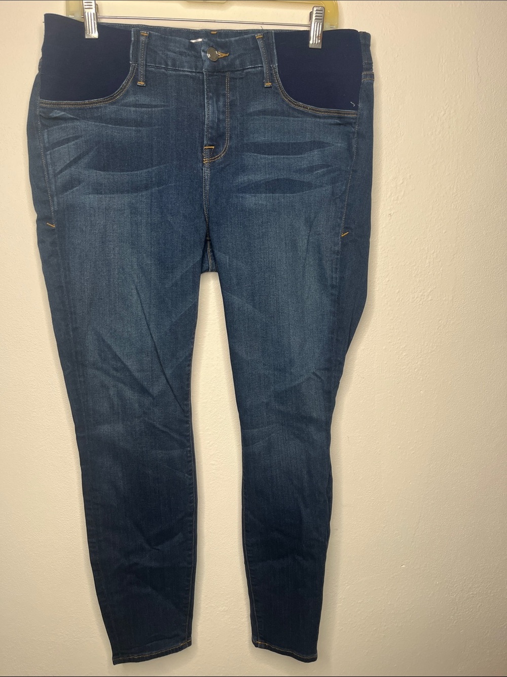 Good American Dark Blue Skinny Jeans with Navy Panel